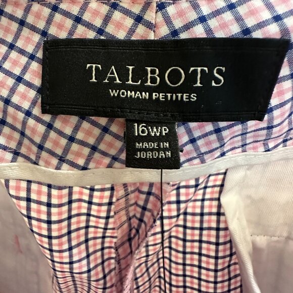 New with Tags! - Talbots Signature Capris Women's Size 16 WP Blue Pink Check Mid - Picture 3 of 4